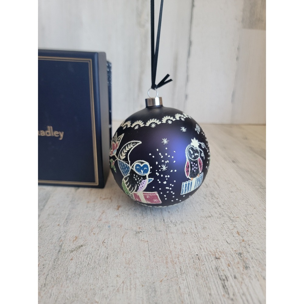 Vera Bradley night sky owl ball glass bird Xmas ornament glitter unique